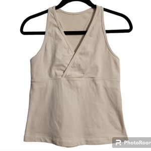 Lululemon Racerback Tank Top Womens Size ? White V-neckline Criss-Cross Athletic